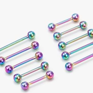 Iridescent Barbell Earrings